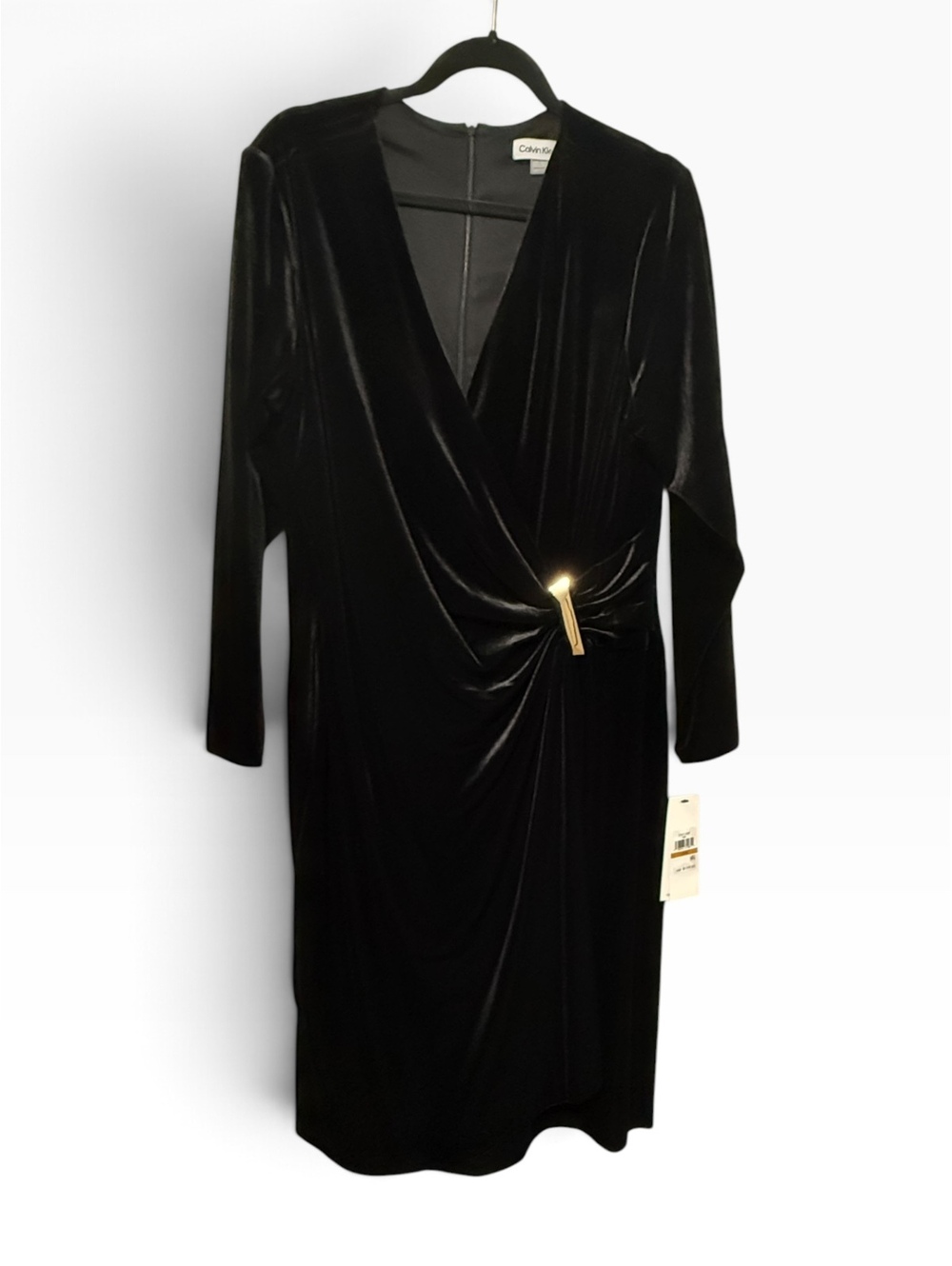 NEW Calvin Klein Black Velvet Wrap Dress Size 16W
